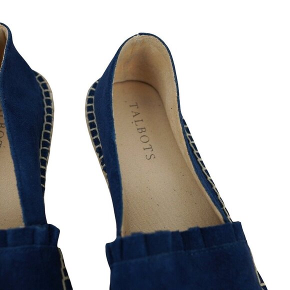 Talbots Womens Izzy Scallop Suede Espadrilles Blue Size 8M Leather Upper Casual - Picture 2 of 8